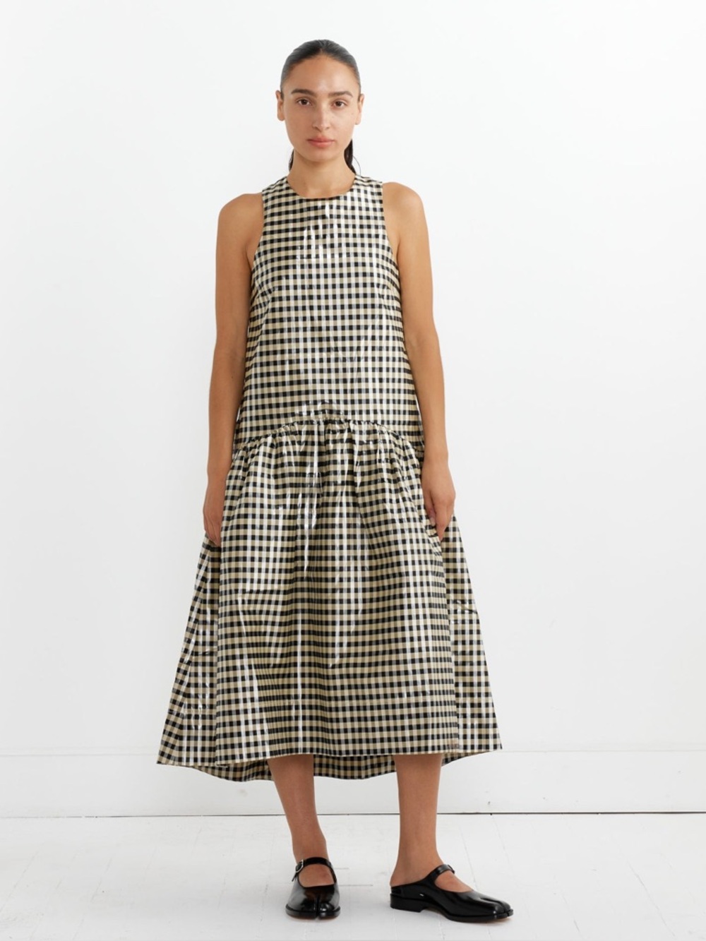 Ganni Shiny Check Jacquard Midi Dress Size 38